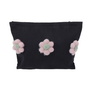 Flower Makeup Bag for Vacation Business Travel Black